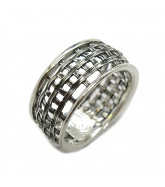 R002031 Sterling Silver Ring 10mm Wide Patterned Band Genuine Solid Hallmarked 925